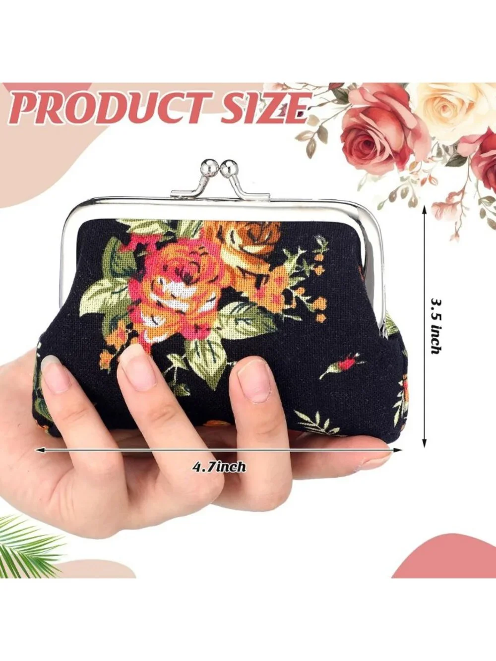 48 Vintage Floral Coin Purses Set - Cute Rose Design, Perfect for Gifts